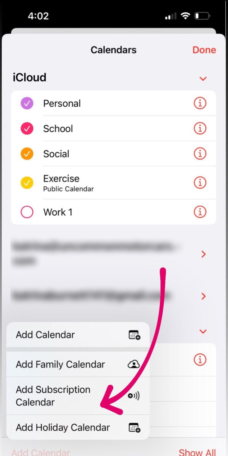 adicionar calendário de assinaturas