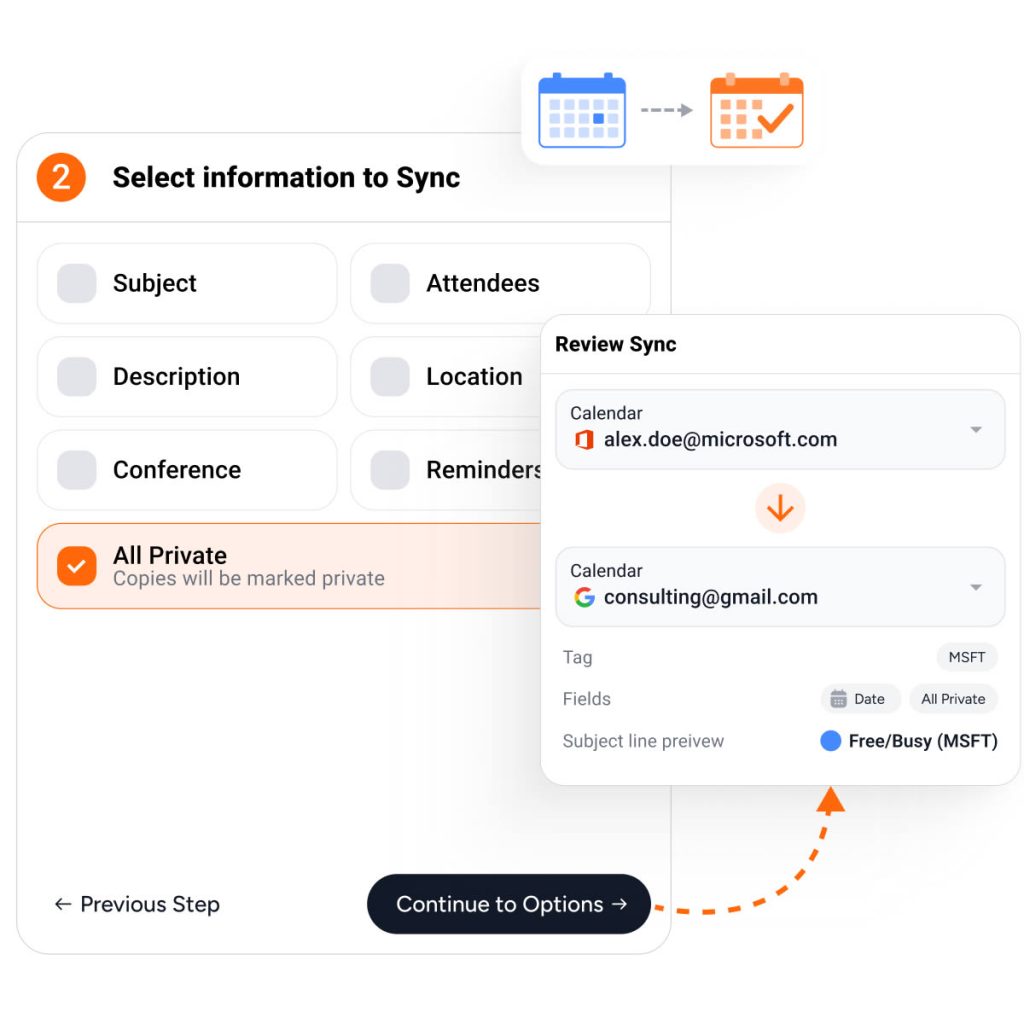 Paramètres de confidentialité pour la synchronisation du calendrier (Nouveau)
