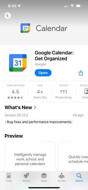 step 1 get the google calendar app
